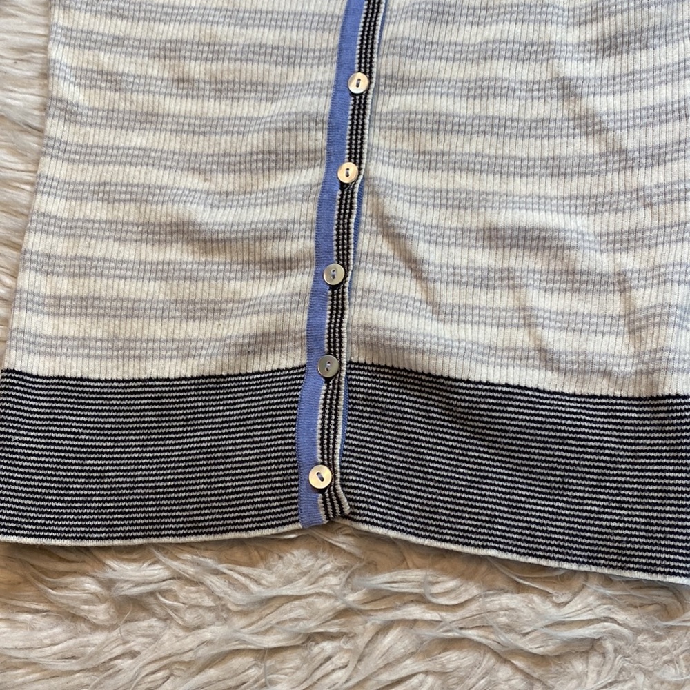 Margaret O'Leary Cream & Blue Striped Button Cardigan - Picture 6 of 9